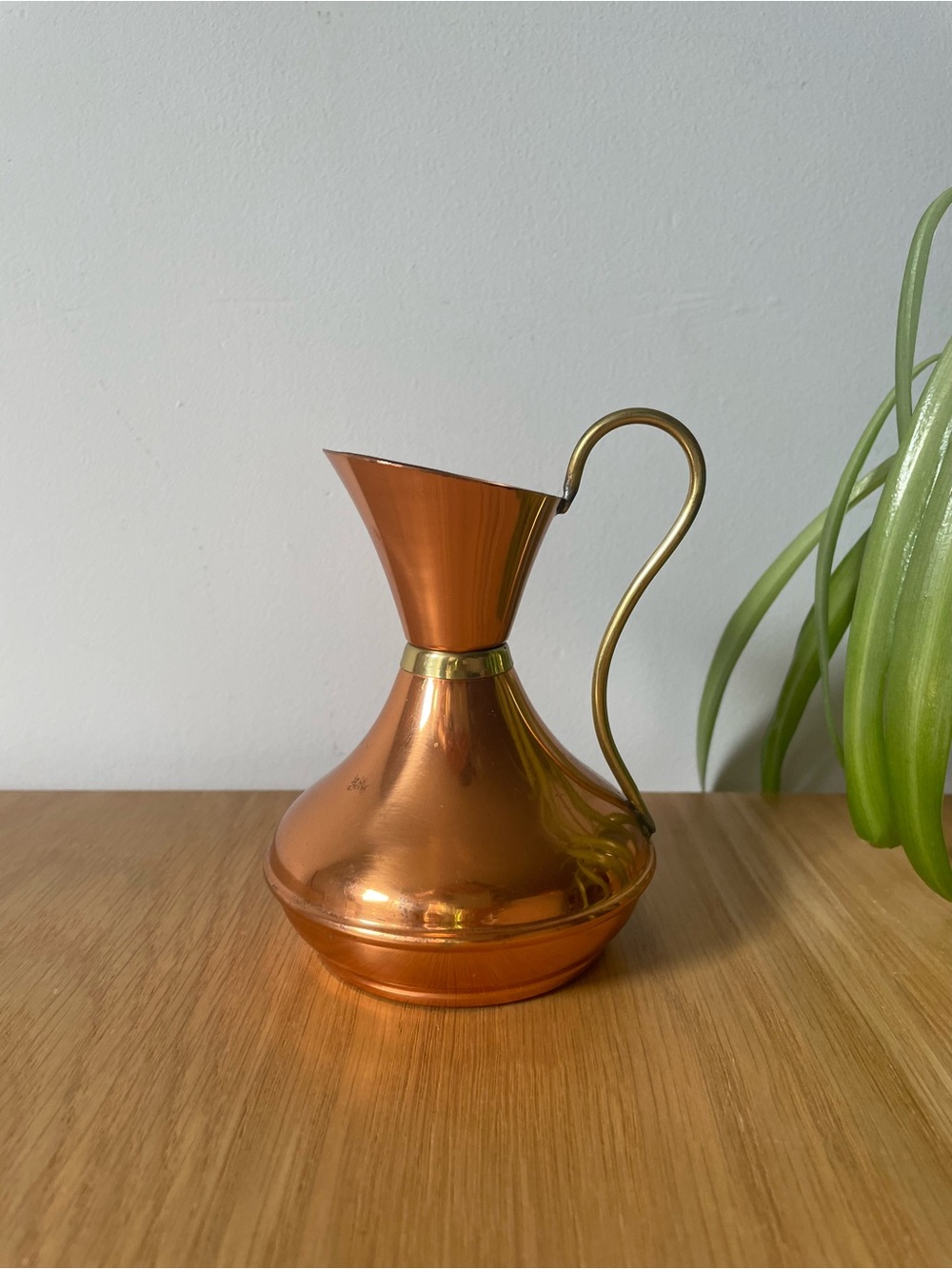 Vintage MCM Copper & Brass Miniature Pitcher Jug Bud Vase